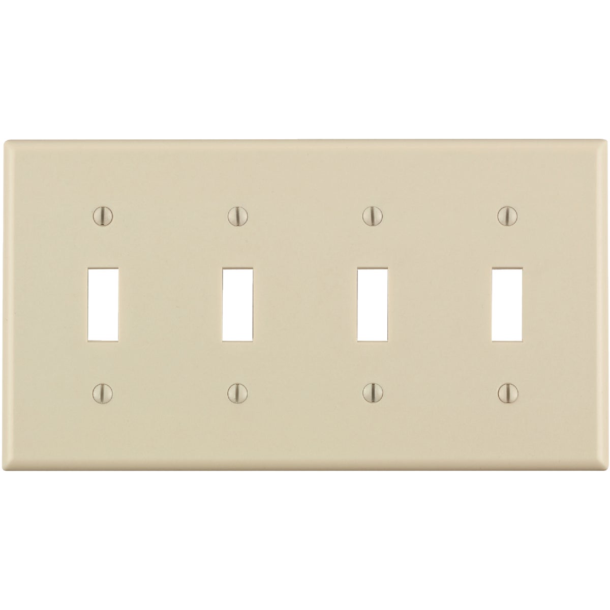 Leviton 4-Gang Plastic Toggle Switch Wall Plate, Light Almond