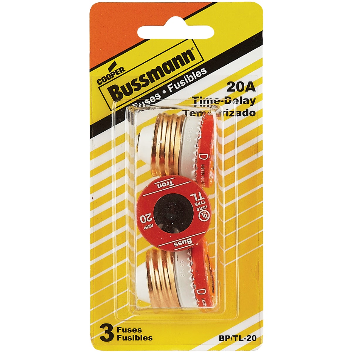 Bussmann 20A BP/TL Time-Delay Plug Fuse (3-Pack)