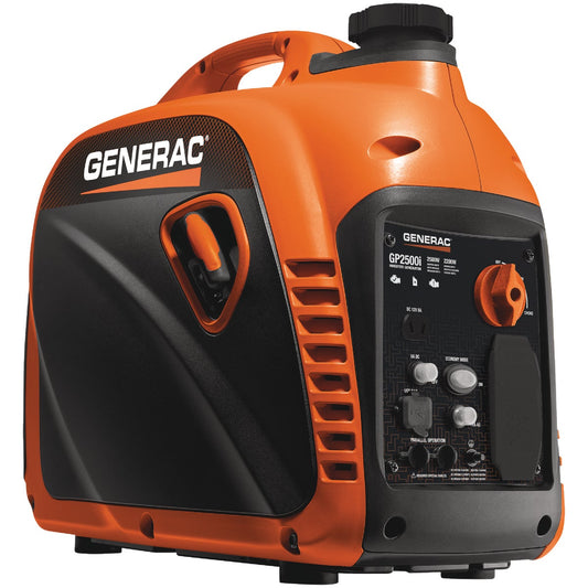 Generac GP2500i 2500W Gasoline Powered Portable Recoil Pull Start Inverter Generator