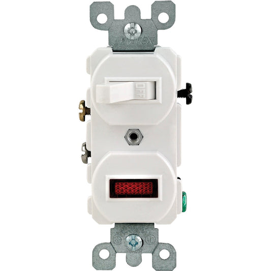 Leviton Heavy-Duty White 15A Switch & Pilot Light