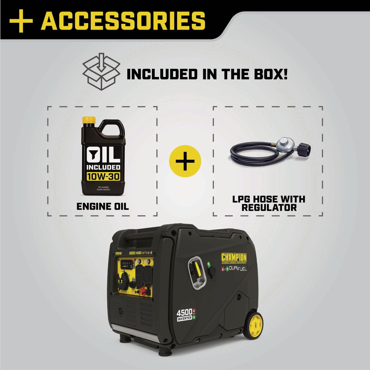 Champion 4500W Dual Fuel Electric/Recoil Inverter Generator with Quiet Technology