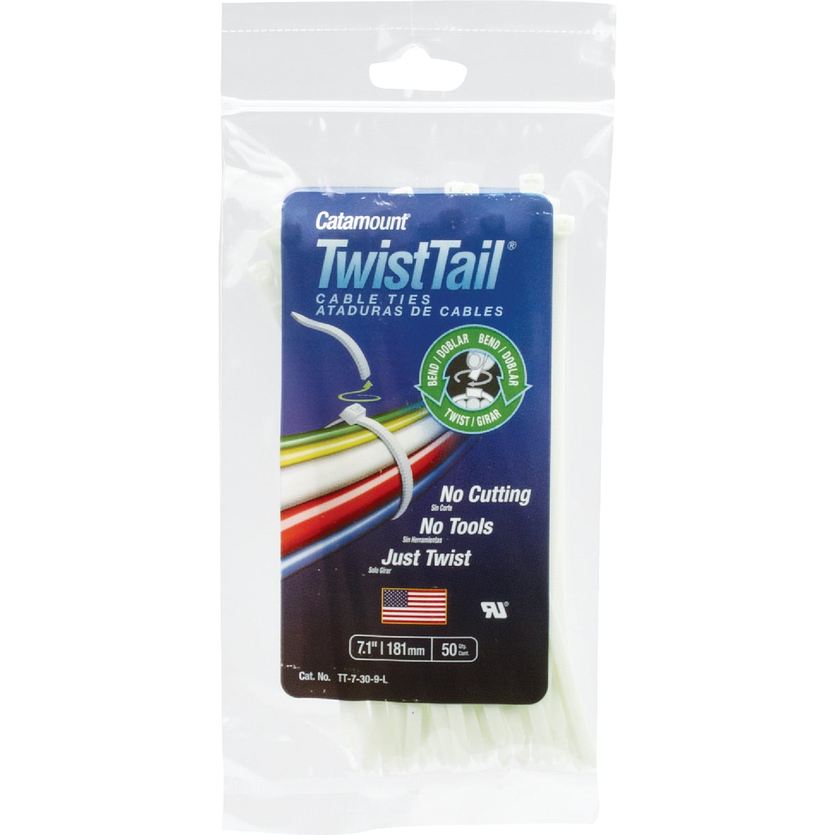 Catamount Twist Tail 7 In. x 0.187 In. White Nylon Cable Tie (50-Pack)