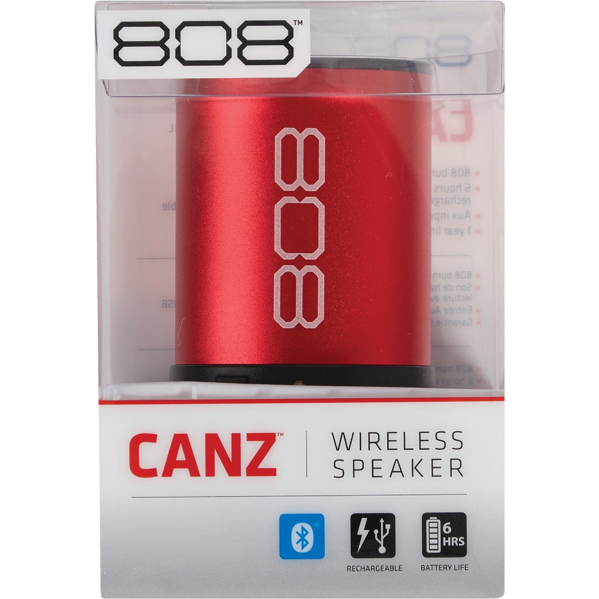 808 Canz 2 Bluetooth Red Wireless Speaker