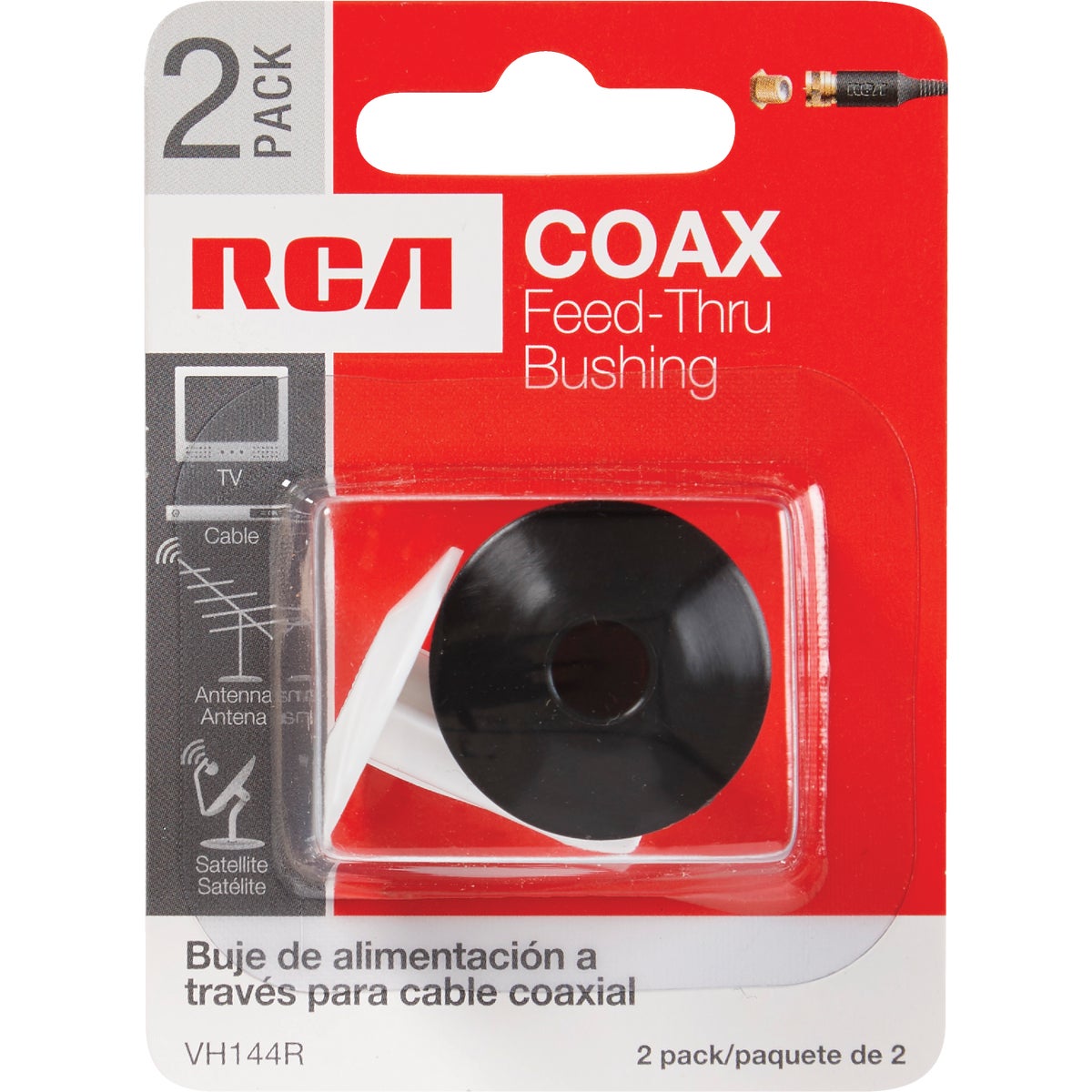 RCA Plastic Feed-Thru Coax Bushing (2-Pack)