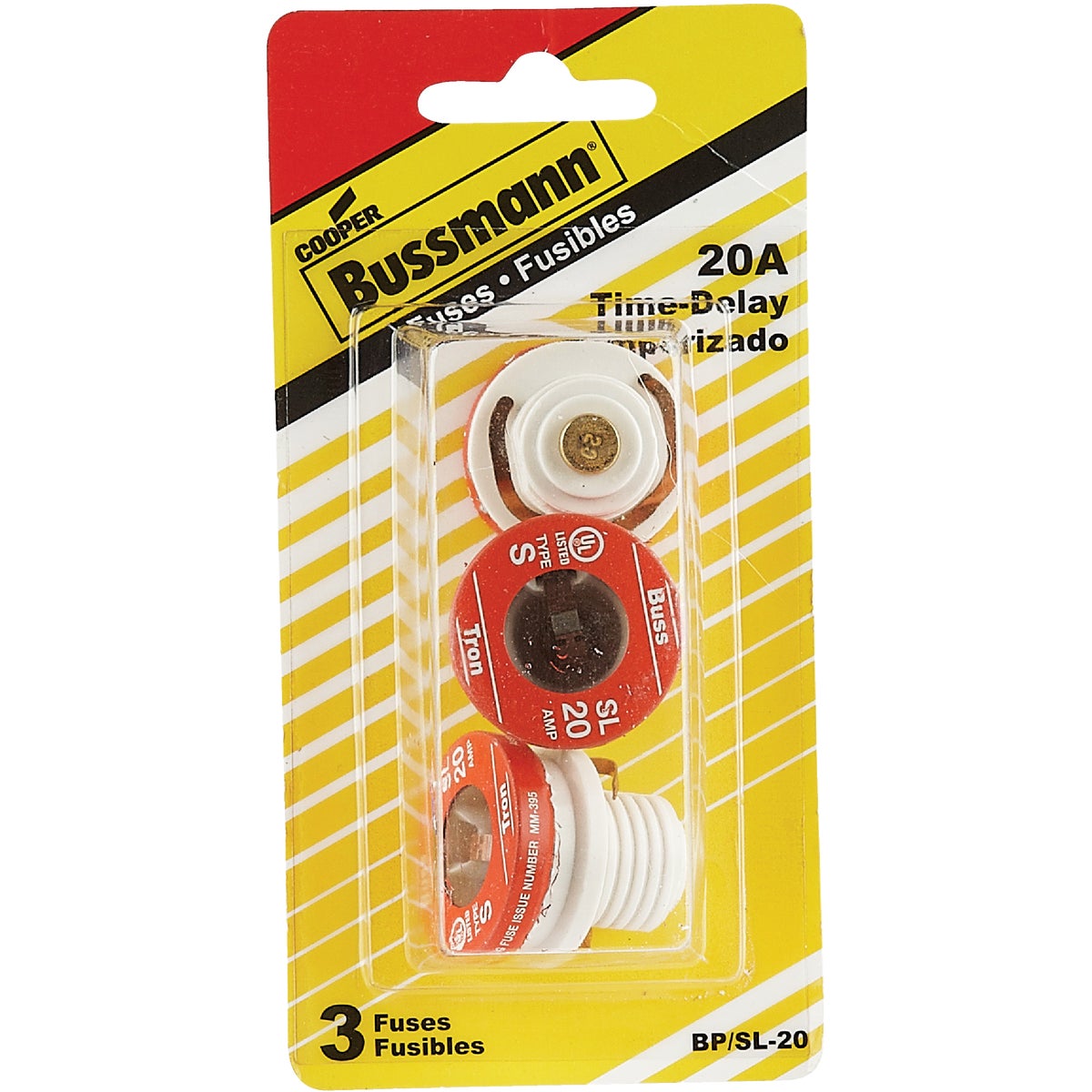 Bussmann 20A BP/SL Time-Delay Plug Fuse (3-Pack)