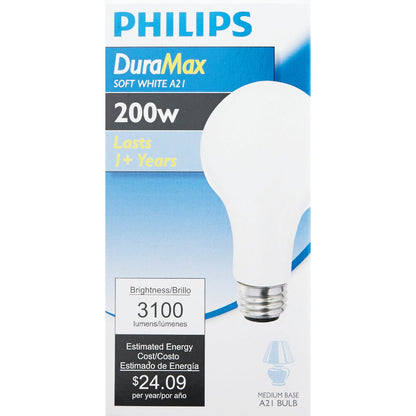 Philips DuraMax 200W Frosted Soft White Medium A21 Incandescent Light Bulb