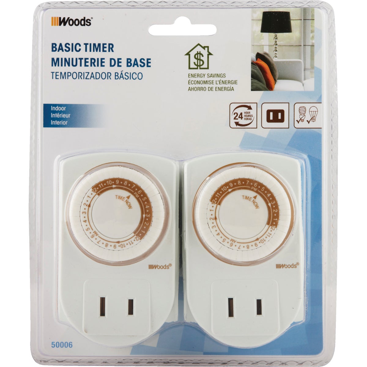 Woods 125V Indoor Timer (2-Pack)