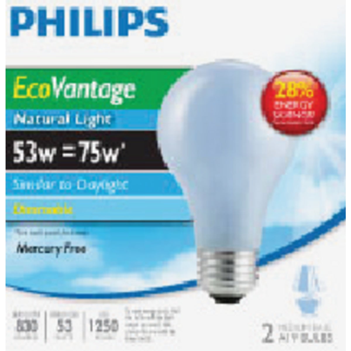 Philips 75W Equivalent Natural Light Medium Base A19 Halogen Light Bulb (2-Pack)