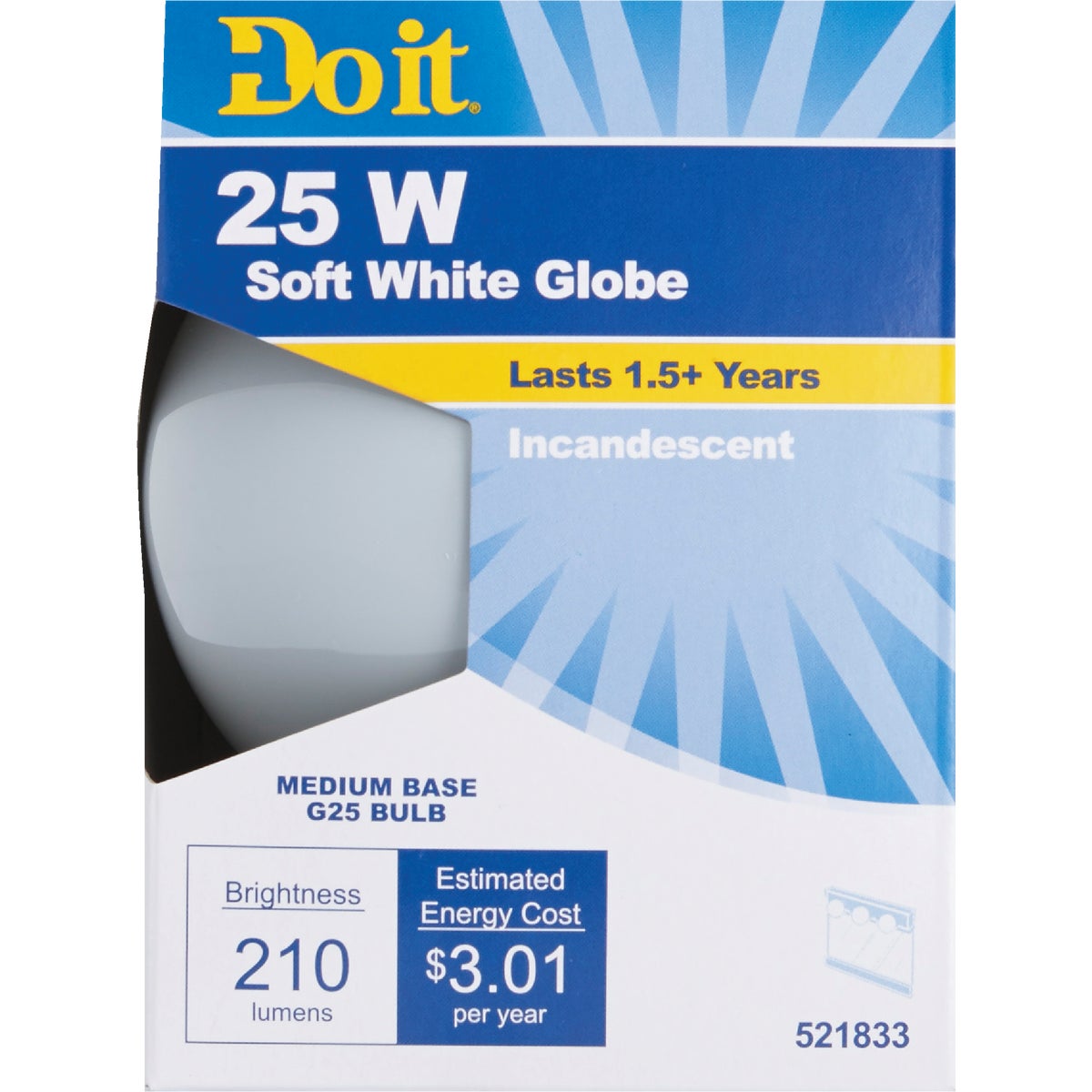 Do it 25W Frosted Soft White Medium Base G25 Incandescent Globe Light Bulb