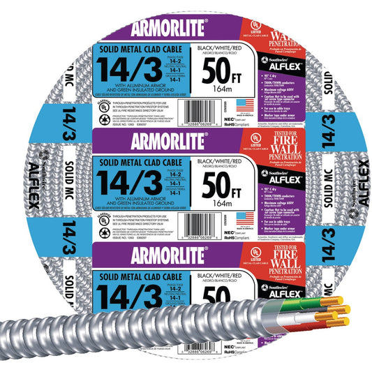 Southwire 50 Ft. 14/3 MC Armored Cable