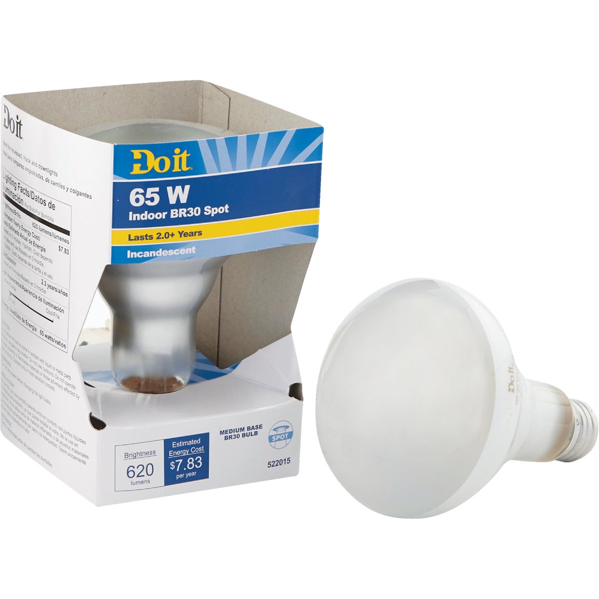 Do It 65W Frosted Medium BR30 Reflector Incandescent Spotlight Light Bulb