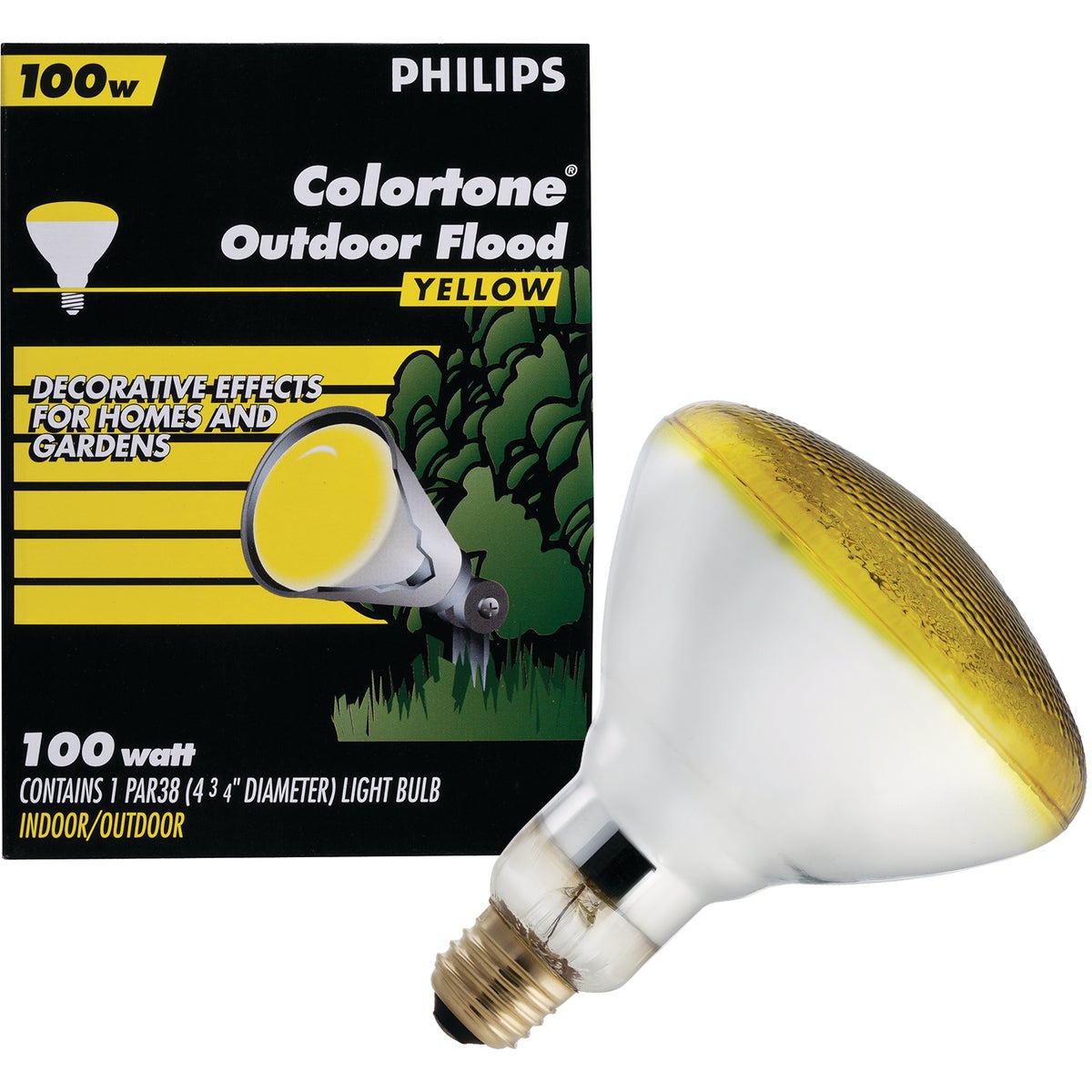 Philips 100W Yellow Medium BR38 Incandescent Floodlight Light Bulb