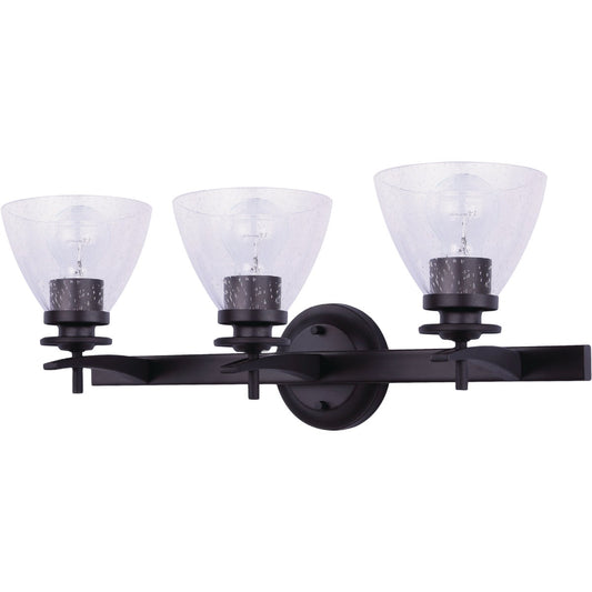 Home Impressions 3-Bulb Oil Rubbed Bronze Vanity Bath Light Fixture, Seeded Glass