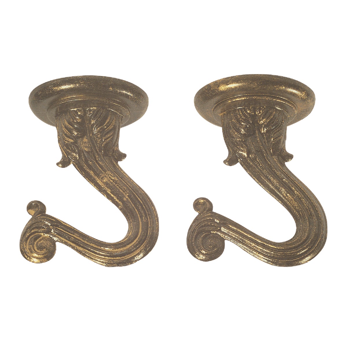 Westinghouse 1-1/2 In. Antique Brass Steel Swag Hook (2-Pack)