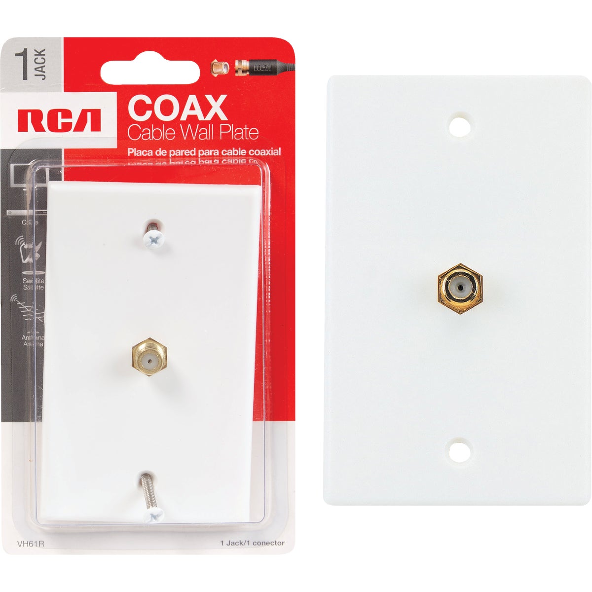 RCA White Single F-Connector Coaxial Wall Plate