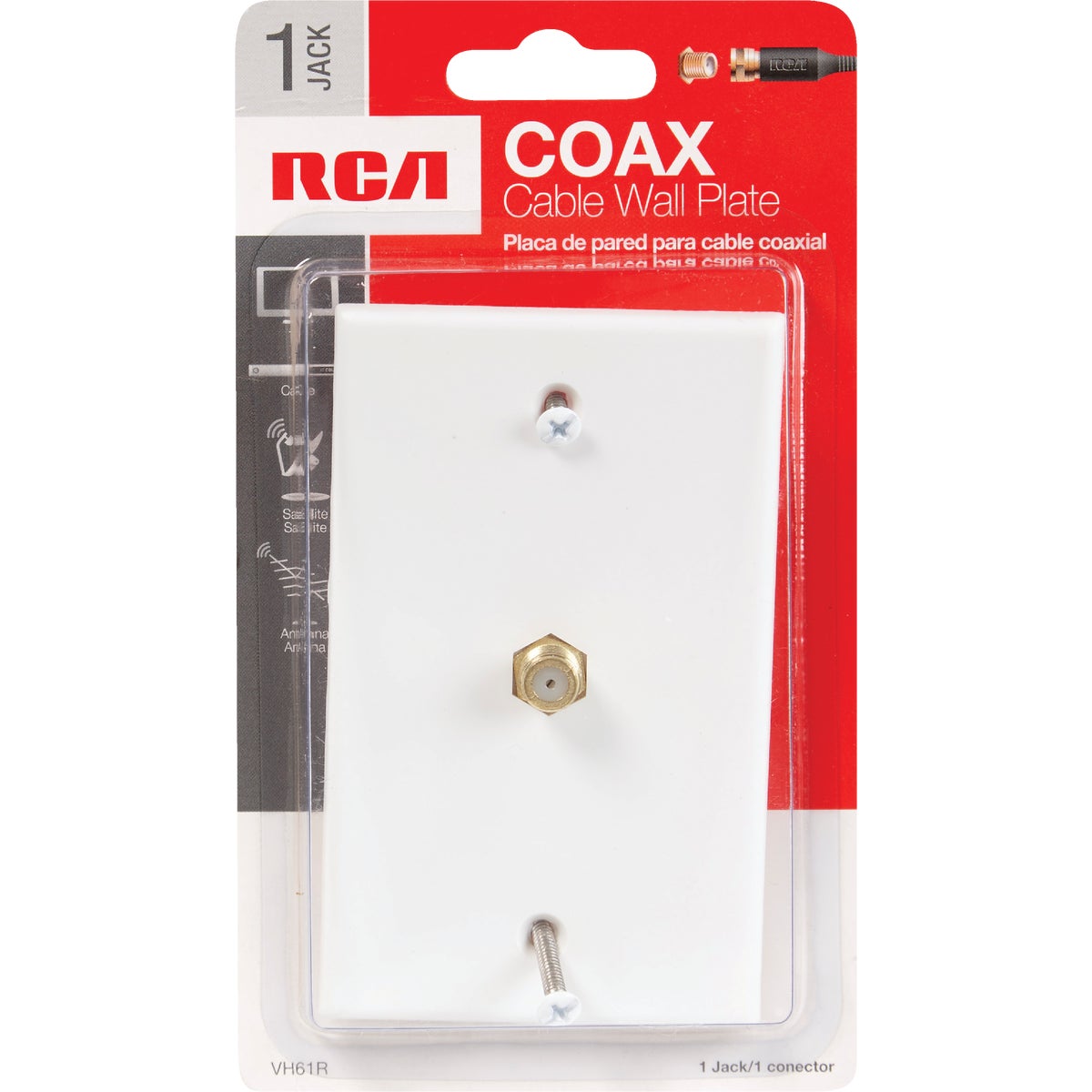 RCA White Single F-Connector Coaxial Wall Plate