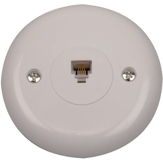 RCA White Flush Mount Round Telephone Jack