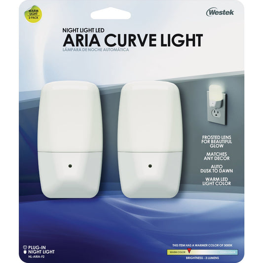 Westek Aria White Dusk To Dawn LED Night Light (2-Pack)