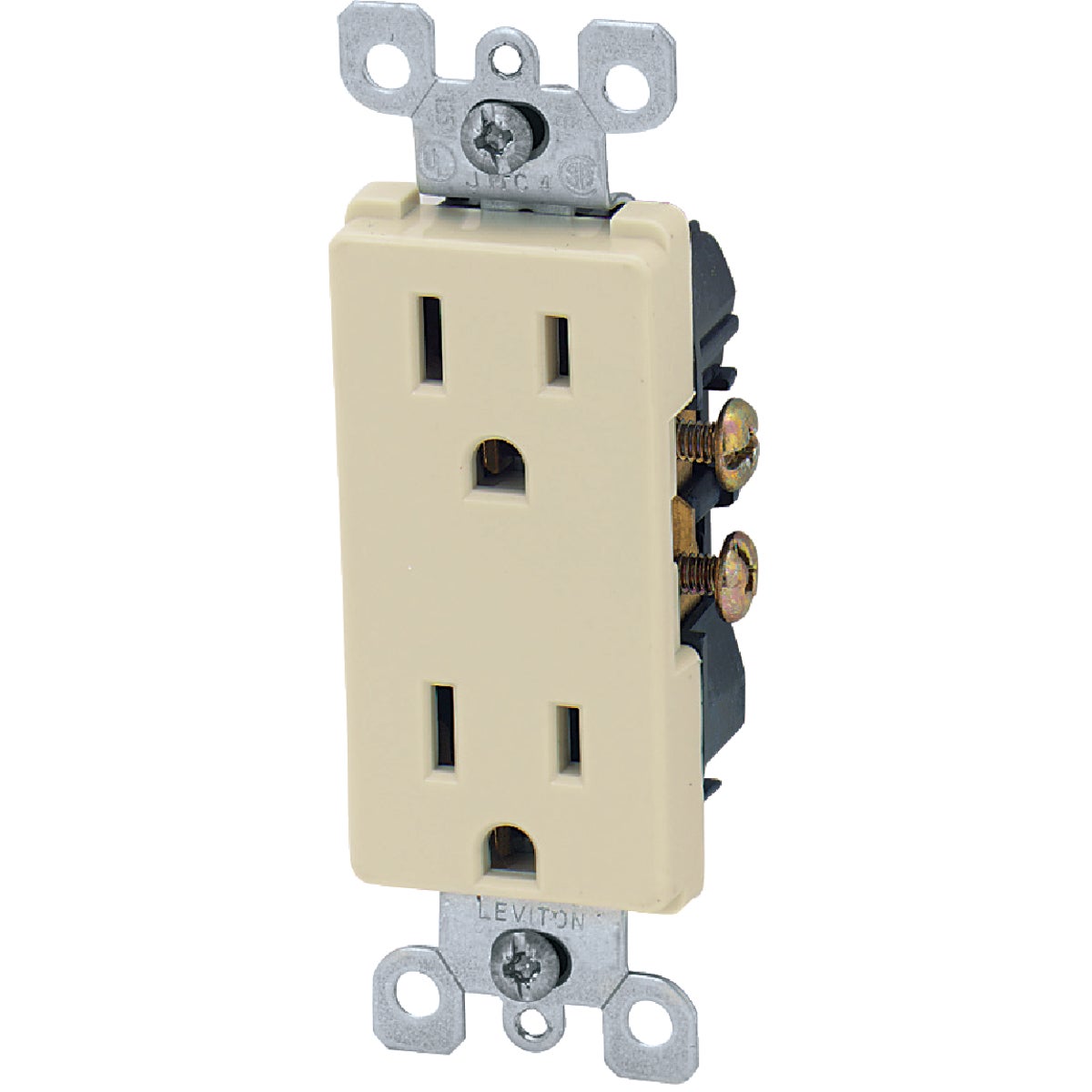 Leviton Decora 15A Ivory Residential Grade 5-15R Duplex Outlet