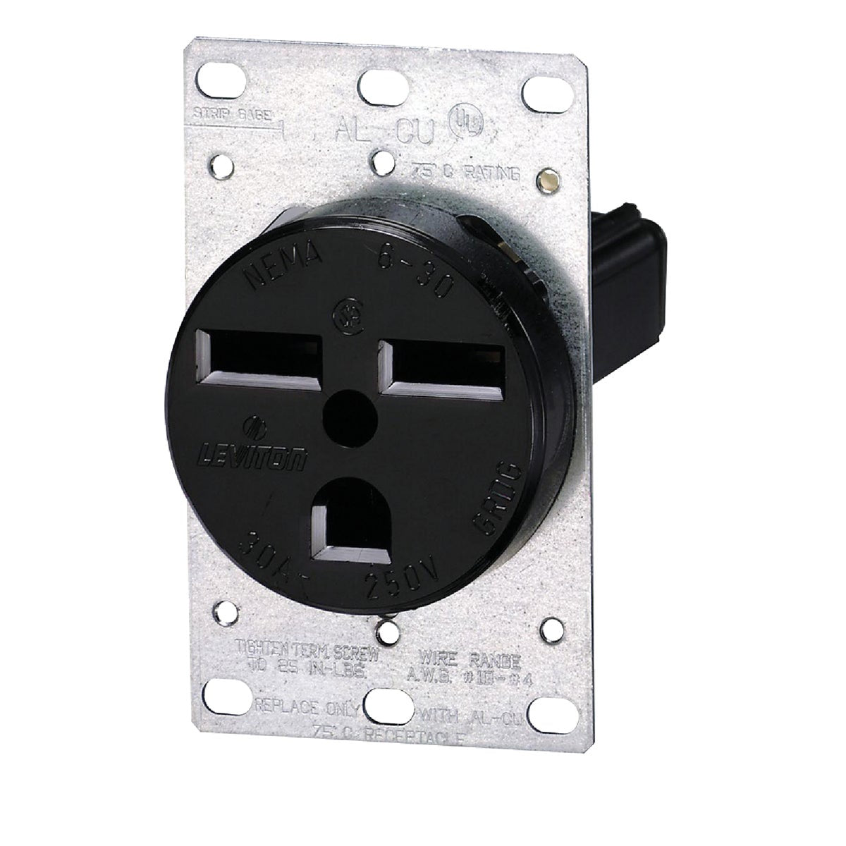 Leviton 30A Flush Mount Black 6-30R Power Outlet