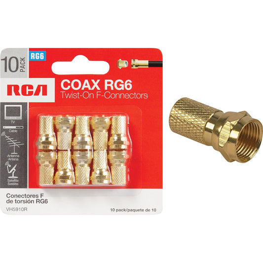 RCA RG6 Twist-On Coaxial F-Connector (10-Pack)