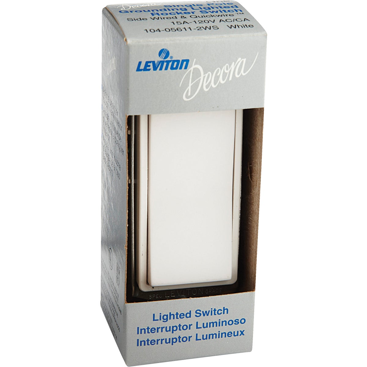 Leviton Decora Residential Grade 15 Amp Rocker Single Pole Switch, White