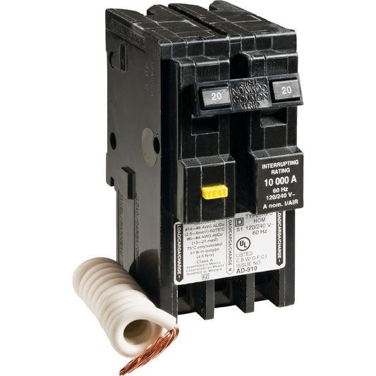 Square D Homeline 20A Double-Pole GFCI breaker