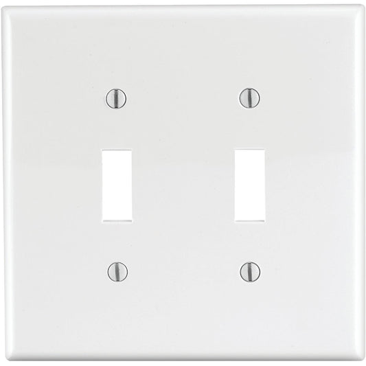 Leviton 2-Gang Thermoplastic Nylon Mid-Way Toggle Switch Wall Plate, White