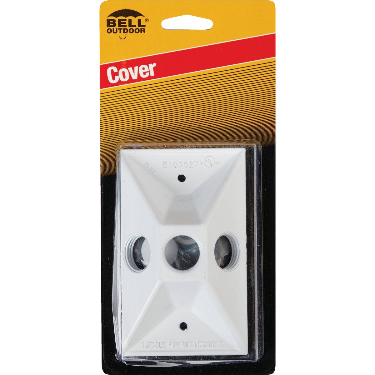 Bell 3-Outlet Rectangular Zinc White Cluster Weatherproof Outdoor Box Cover, Carded