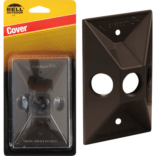 Bell 3-Outlet Rectangular Zinc Bronze Cluster Weatherproof Outdoor Box Cover, Carded