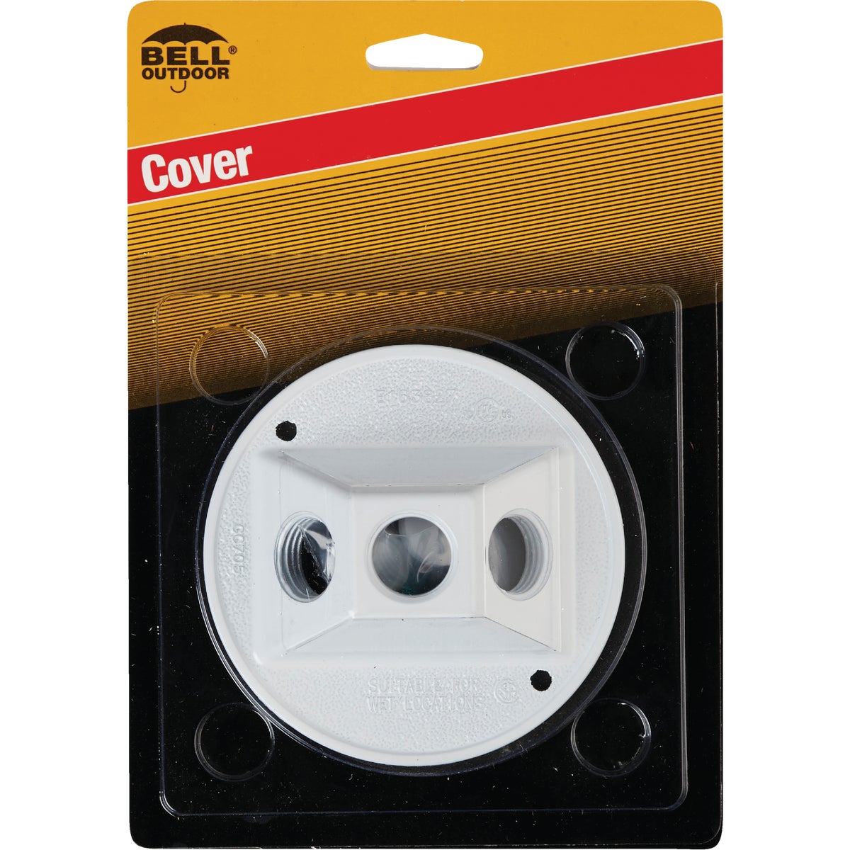 Bell 3-Outlet Round Zinc White Cluster Weatherproof Outdoor Box Cover, Carded