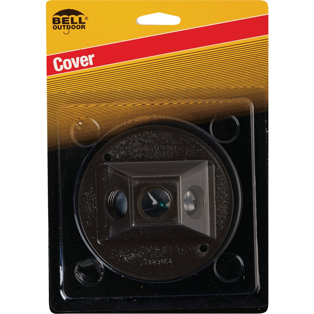 Bell 3-Outlet Round Zinc Bronze Cluster Weatherproof Outdoor Box Cover, Carded