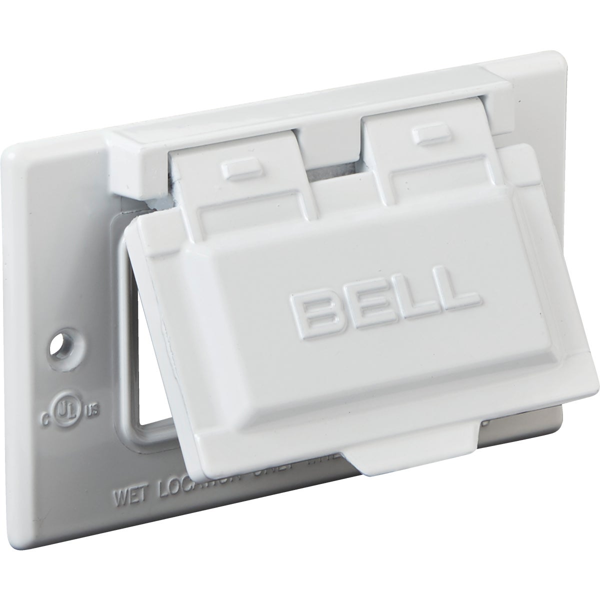 Bell Single Gang Horizontal GFCI Aluminum White Weatherproof Outdoor Electrical Cover