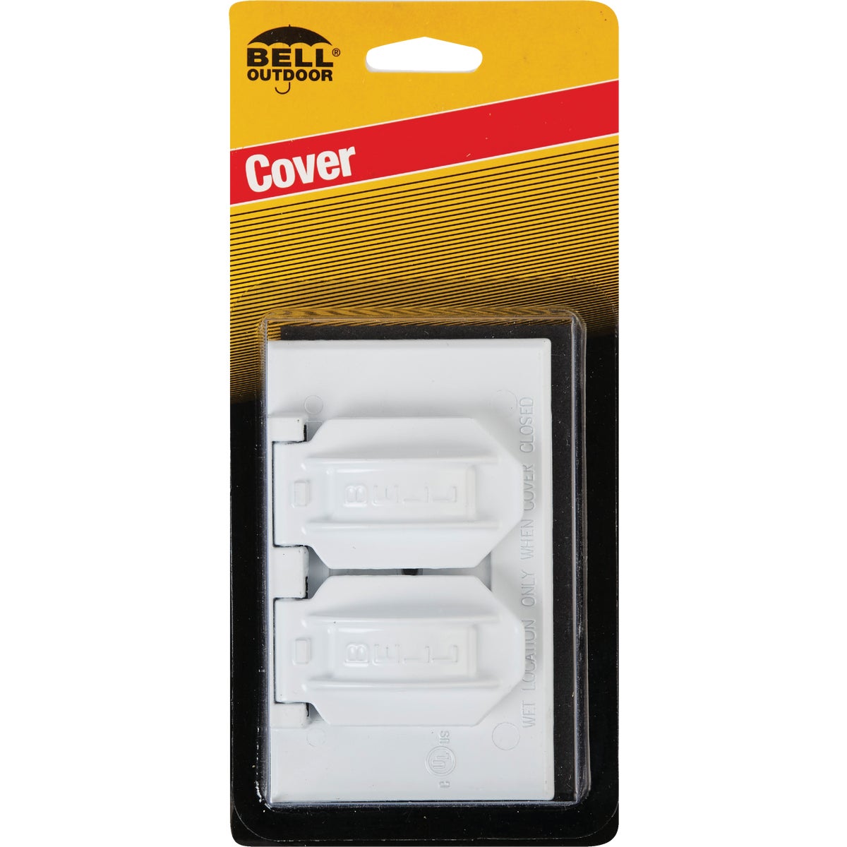 Bell Horizontal Duplex Aluminum White Weatherproof Outdoor Outlet Cover, Carded