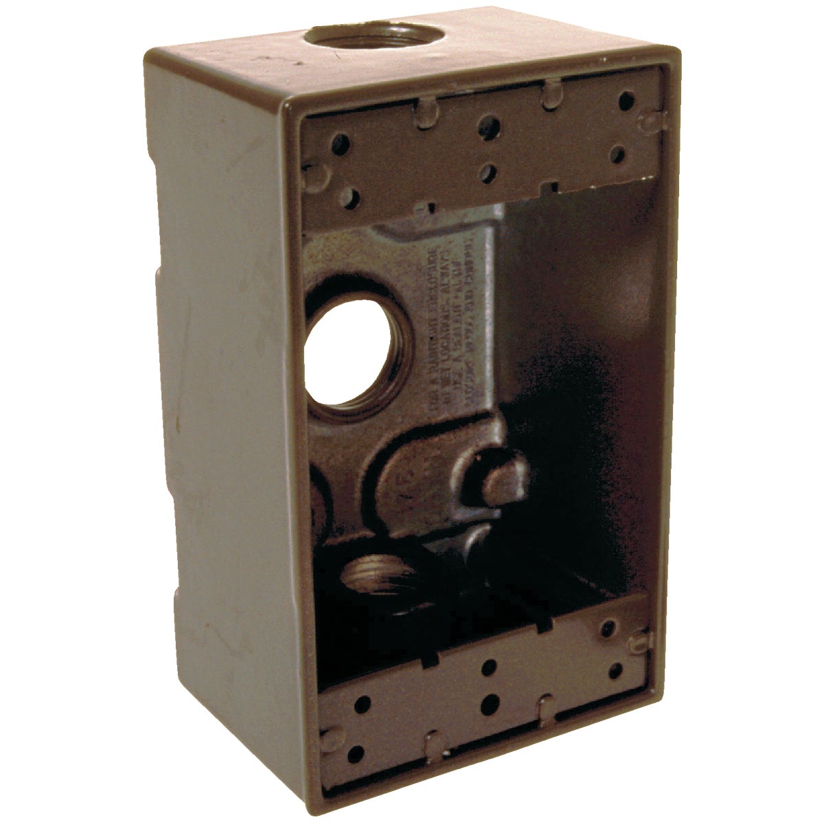 Bell Single Gang 1/2 In. 3-Outlet Bronze Aluminum Weatherproof Outdoor Outlet Box, Carded