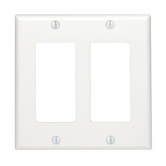 Leviton Decora 2-Gang Smooth Plastic Rocker Decorator Wall Plate, White