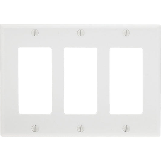 Leviton Decora 3-Gang Smooth Plastic Rocker Decorator Wall Plate, White