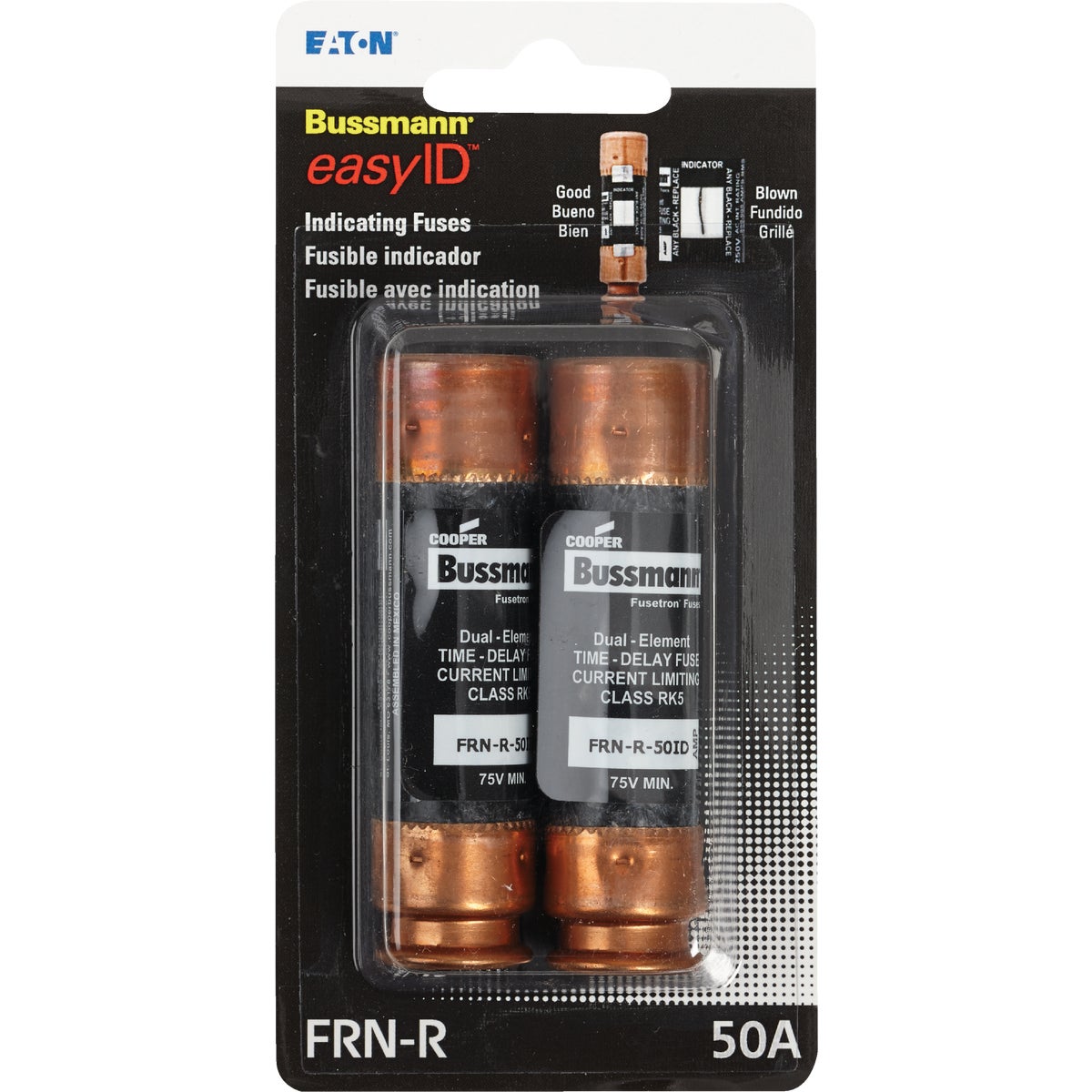 Bussmann 50A FRN-R Cartridge Heavy-Duty Time Delay Cartridge Fuse (2-Pack)