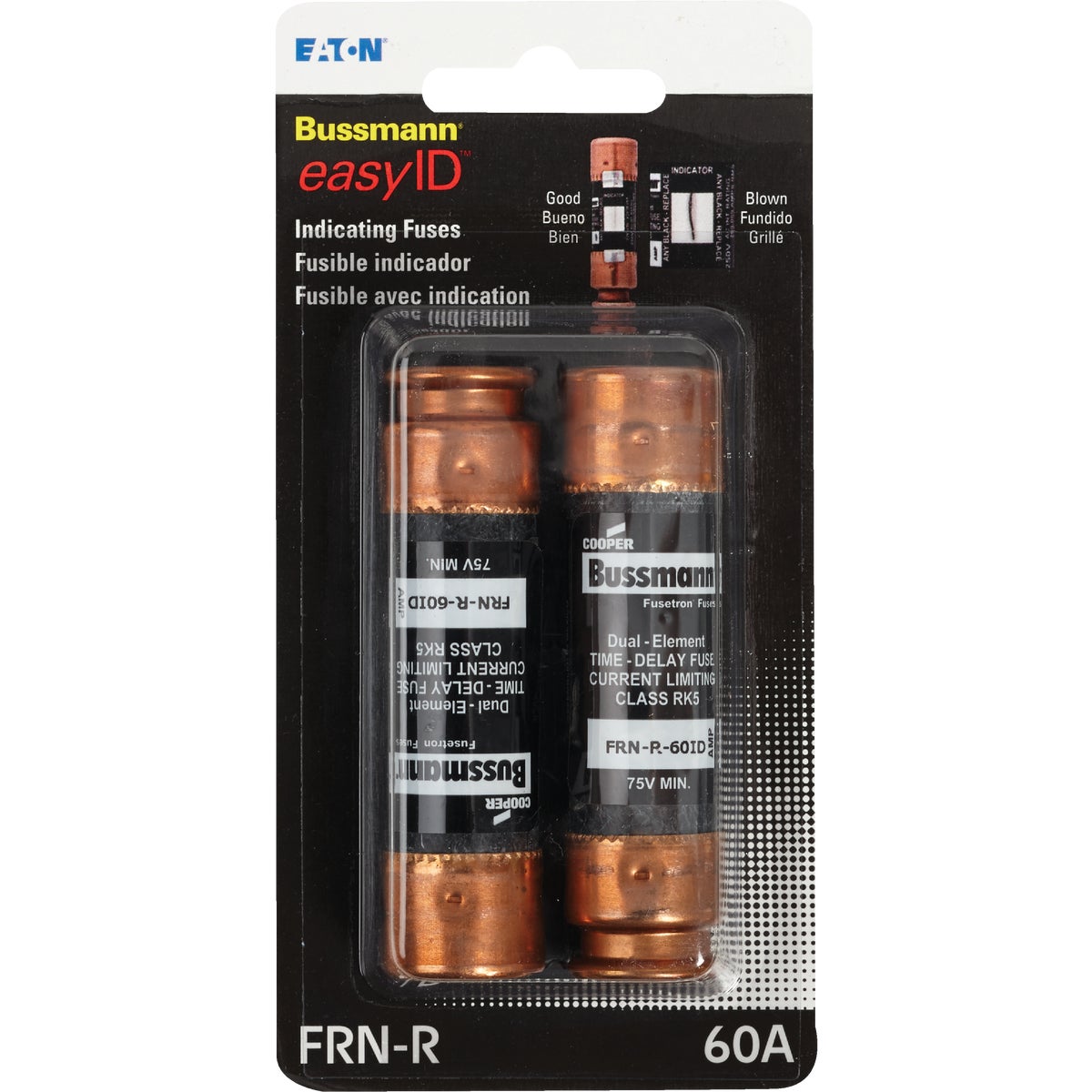 Bussmann 60A FRN-R Cartridge Heavy-Duty Time Delay Cartridge Fuse (2-Pack)