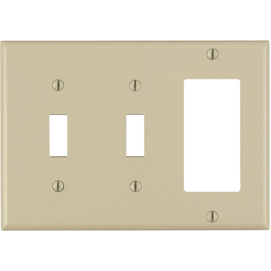 Leviton Decora 3-Gang Thermoset 2-Toggle/Rocker Wall Plate, Ivory