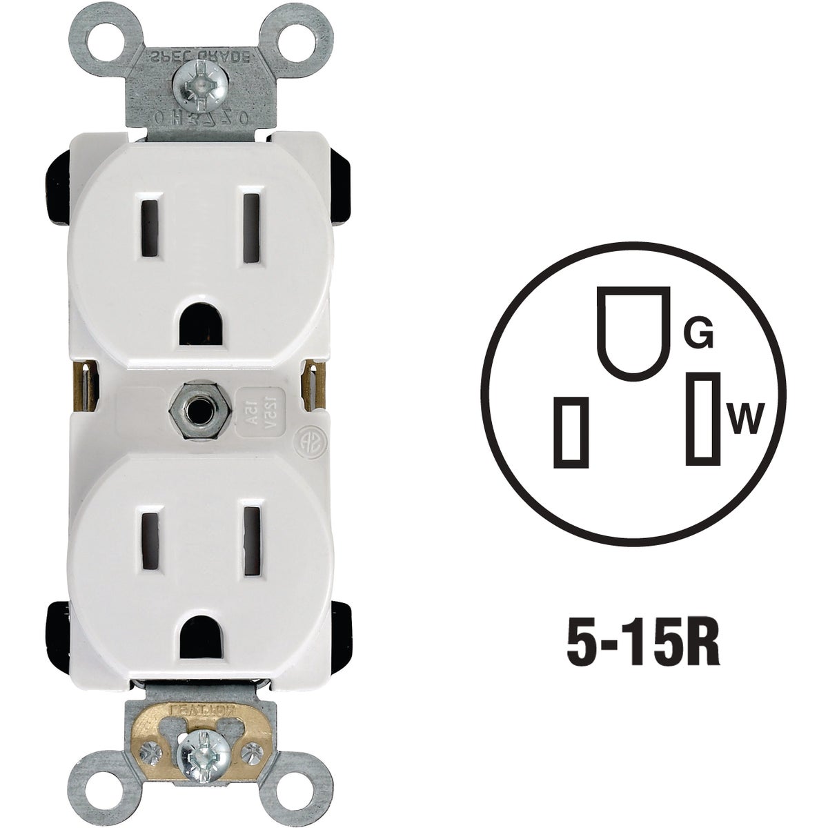 Leviton 15A White Tamper Resistant Commercial Grade 5-15R Duplex Outlet