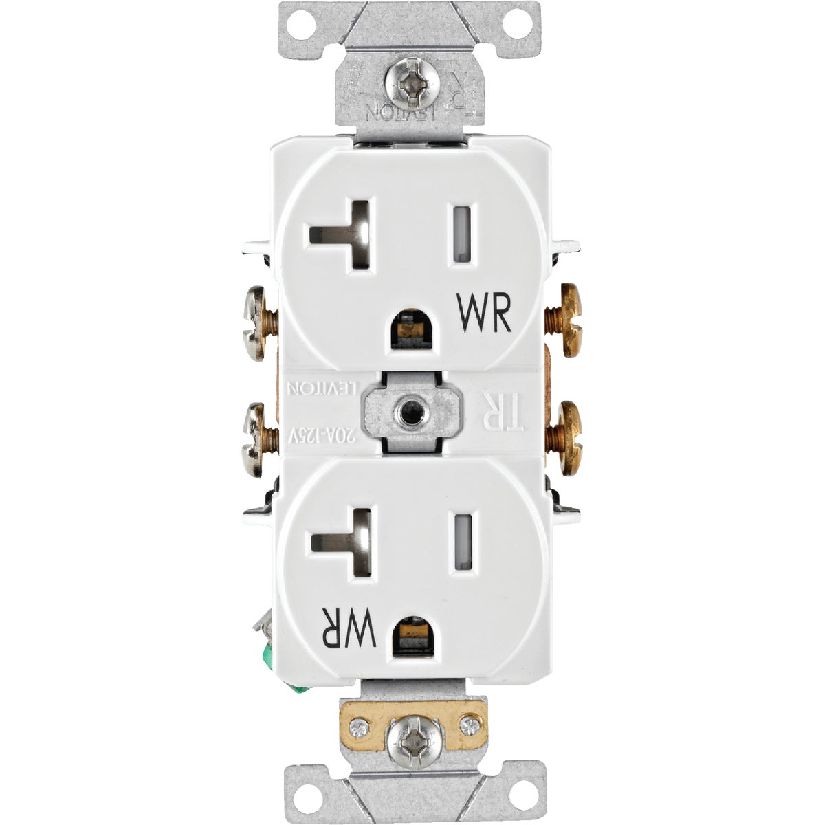 Leviton 20A White Tamper & Weather Resistant Commercial Grade 5-20R Duplex Outlet