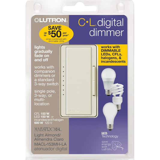 Lutron Maestro CL Light Almond 120 VAC Wireless Dimmer