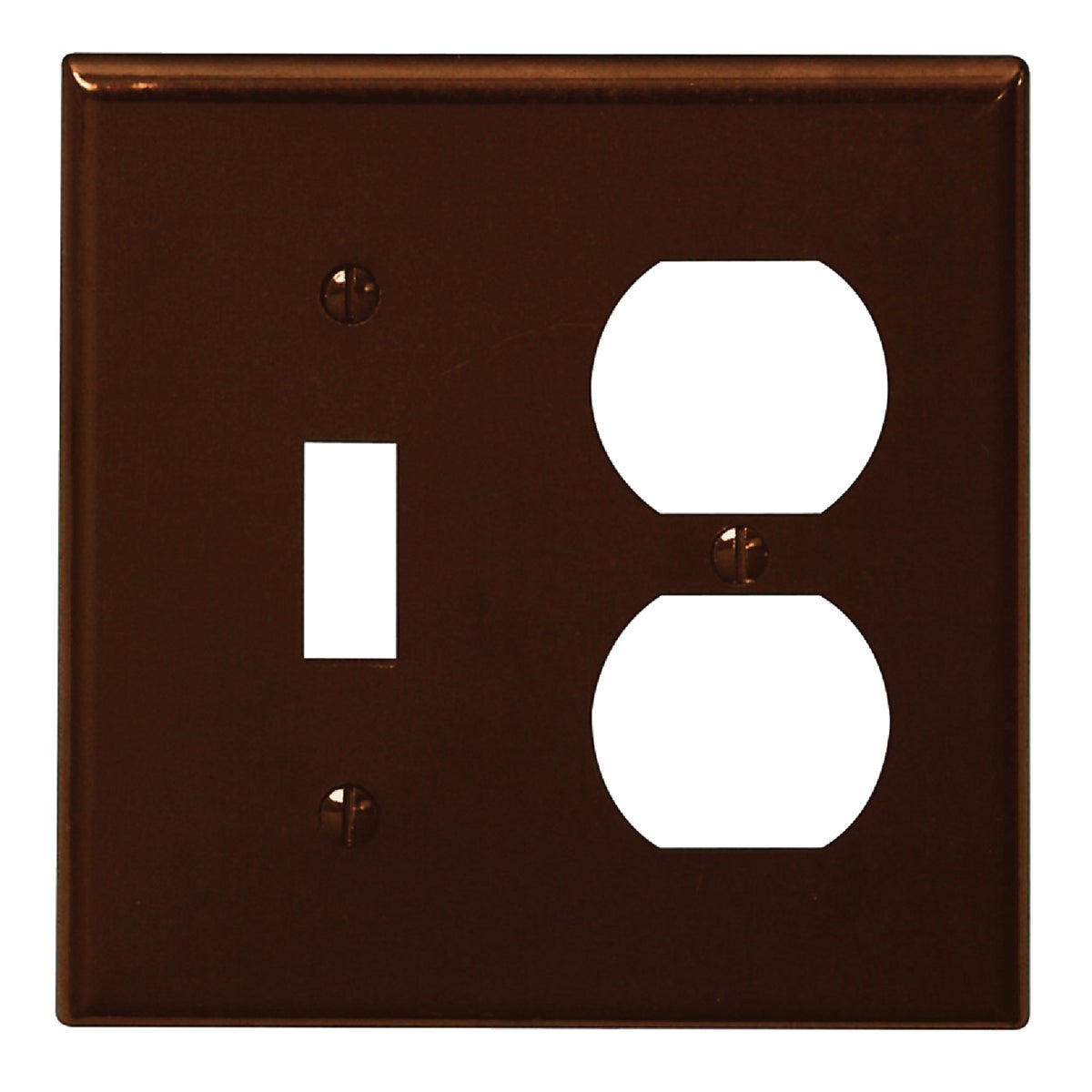 Leviton 2-Gang Plastic Single Toggle/Duplex Outlet Wall Plate, Brown