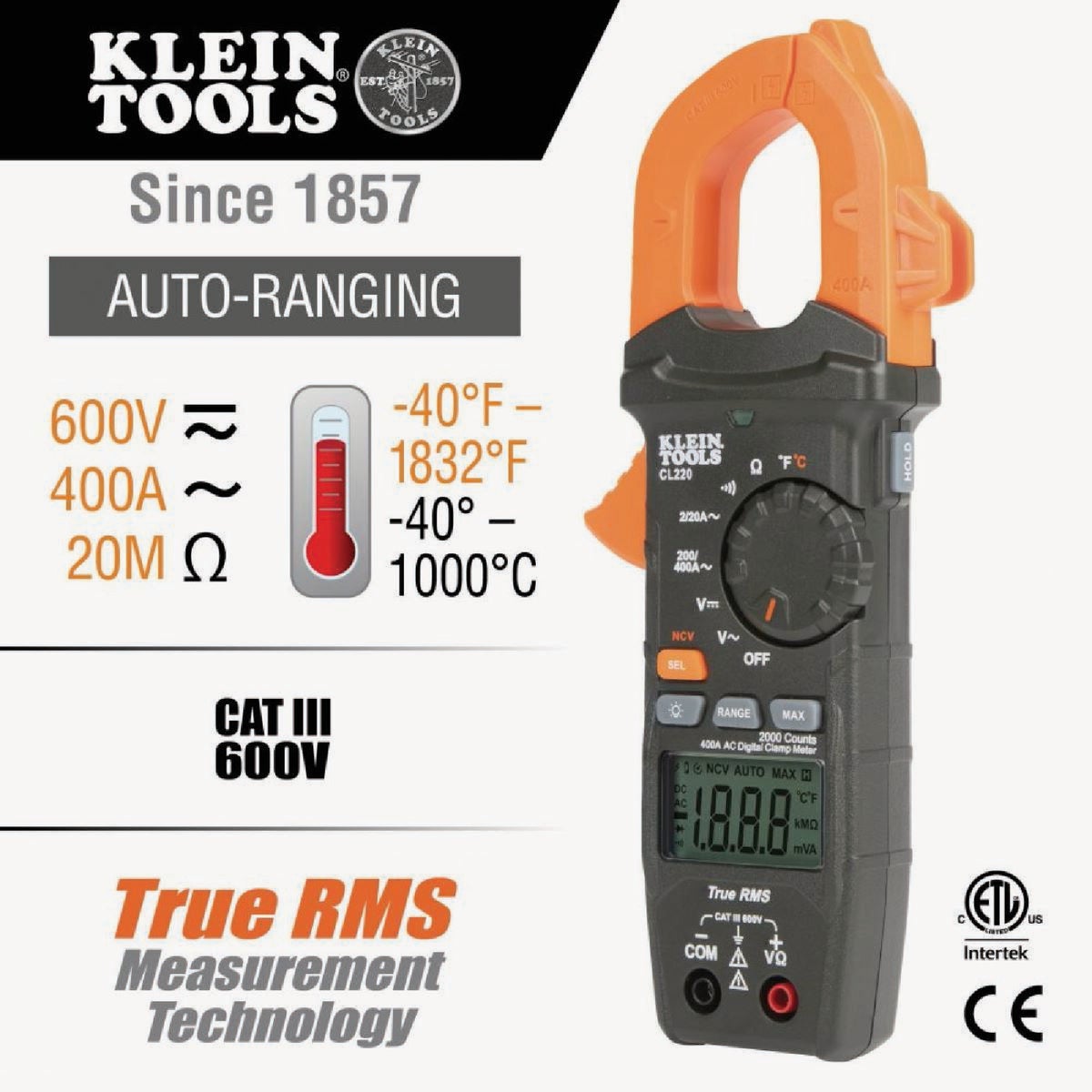 Klein 600V AC/DC Digital Clamp Meter