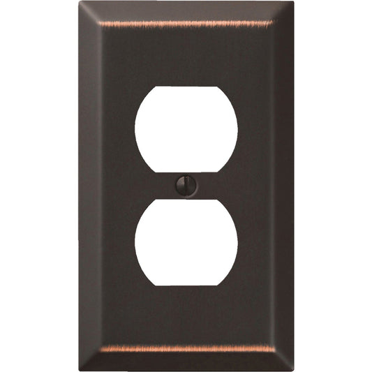 Amerelle 1-Gang Stamped Steel Outlet Wall Plate, Aged Bronze