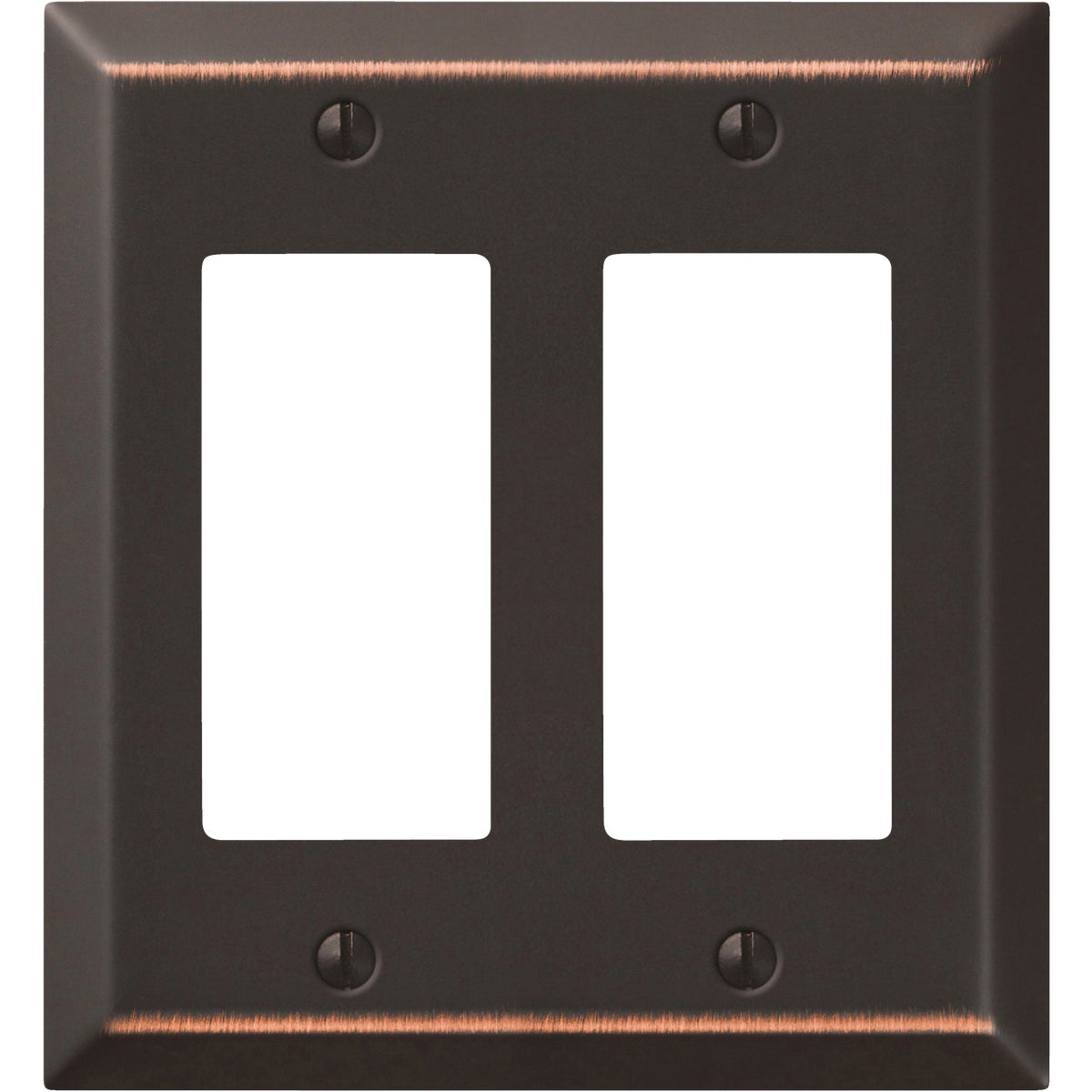 Amerelle 2-Gang Stamped Steel Rocker Decorator Wall Plate, Aged Bronze