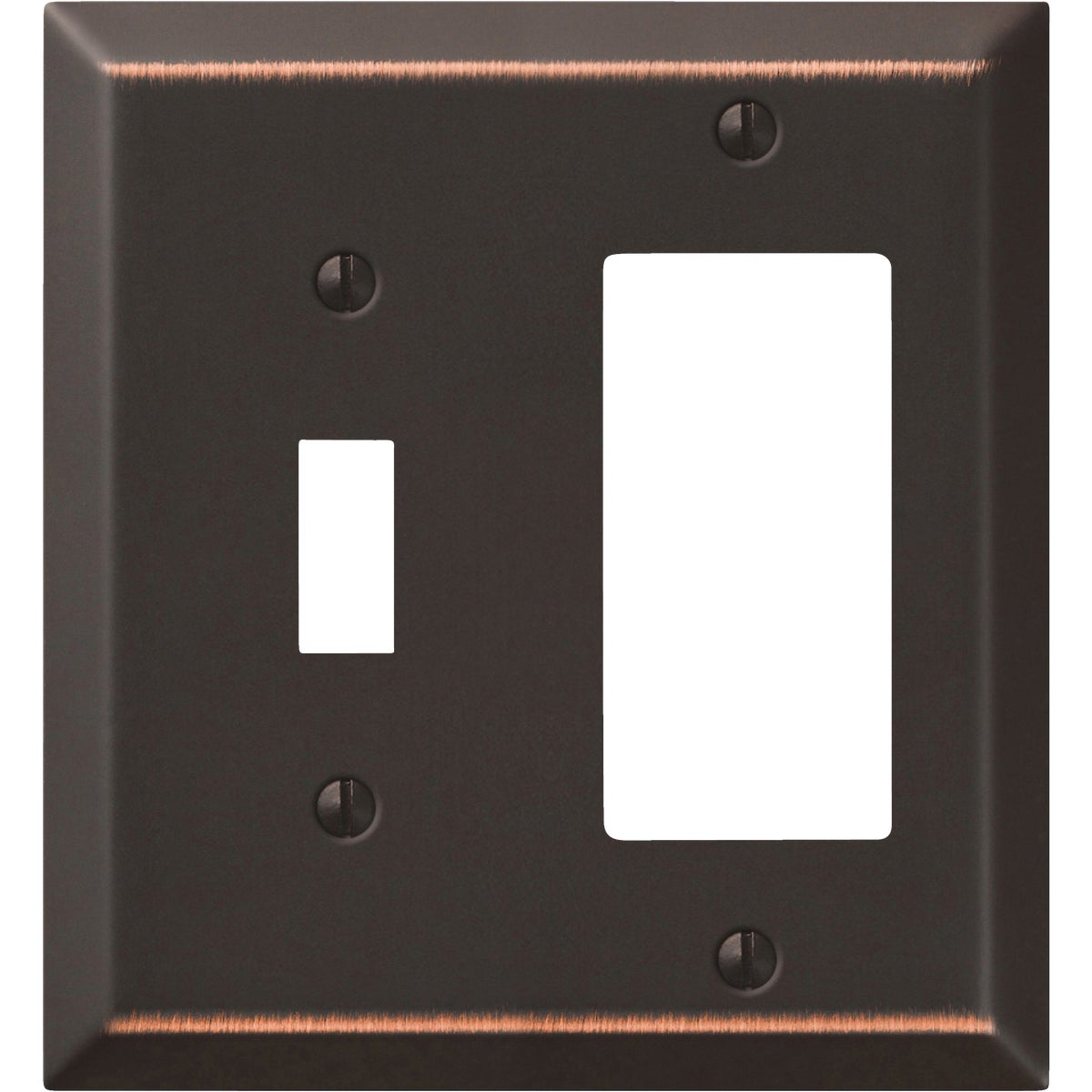 Amerelle 2-Gang Stamped Steel Single Toggle/Rocker Wall Plate, Aged Bronze