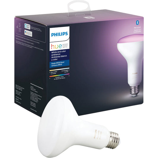 Philips Hue White & Color Ambiance 60W Equivalent BR30 Medium Base LED Floodlight Light Bulb