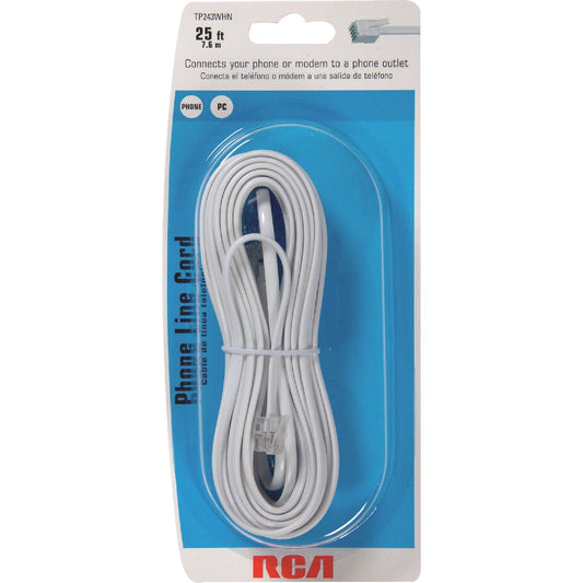 RCA 25 Ft. White Phone Cord